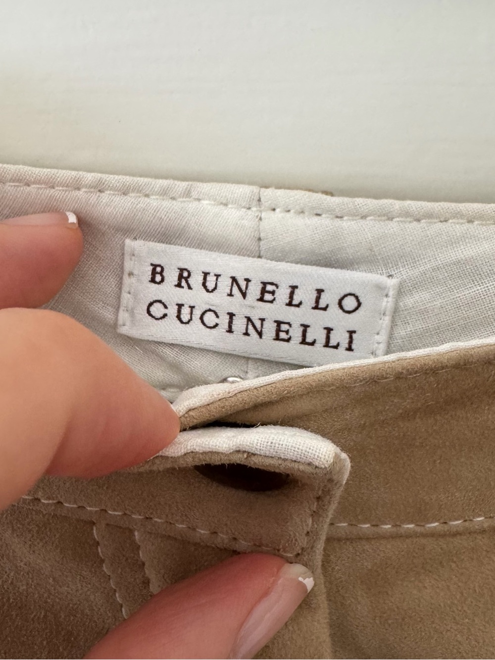 Brunello Cucinelli Beige Suede Detail Pants
